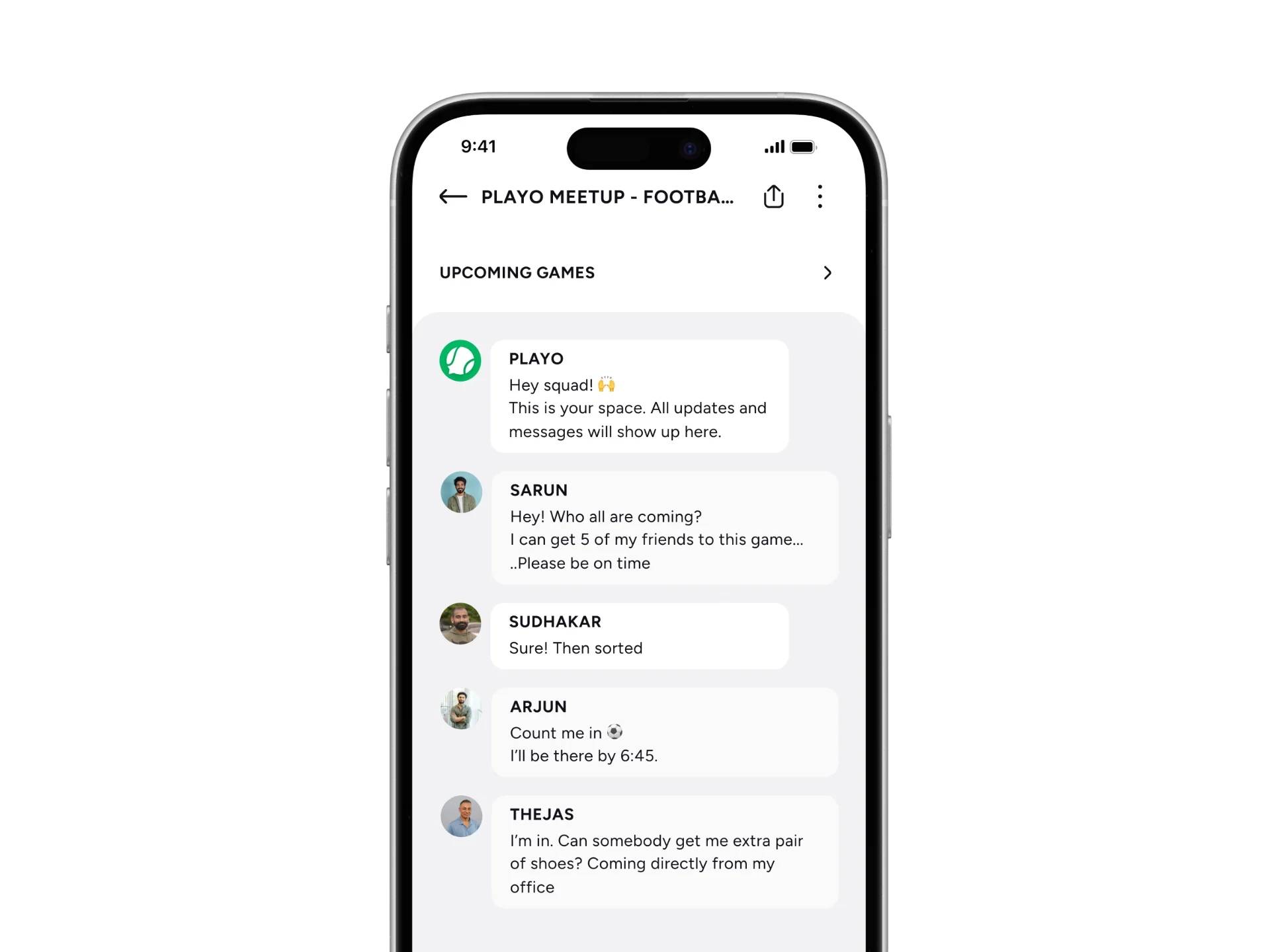 Squad Chat — members coordinating an upcoming game