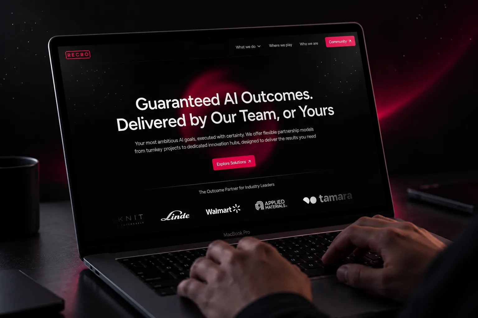 Recro landing page on a laptop